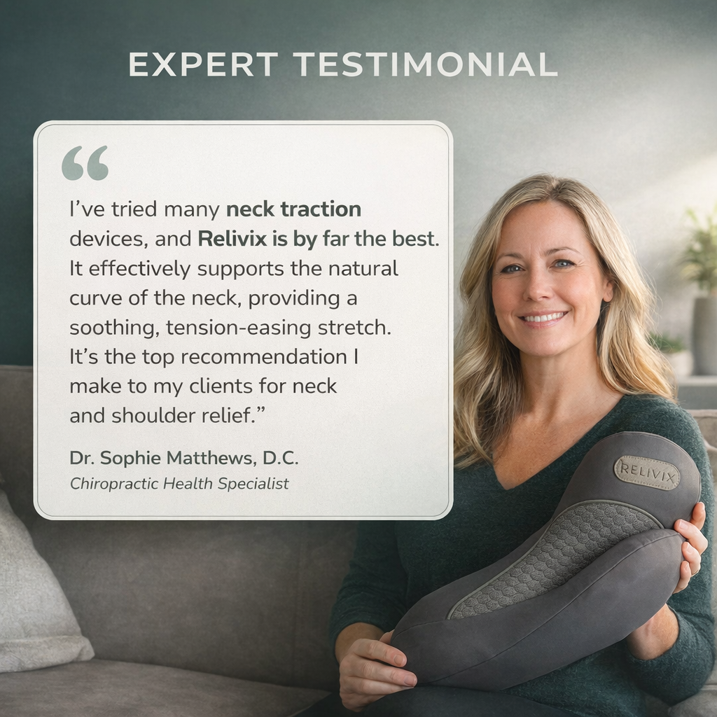 RestoreX Muscle Relief Massager applied to lower back muscles at home