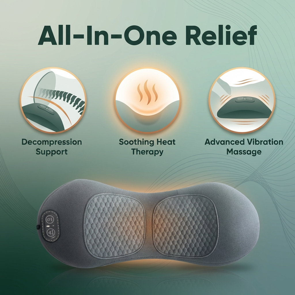RestoreX Muscle Relief Massager applied to lower back muscles at home