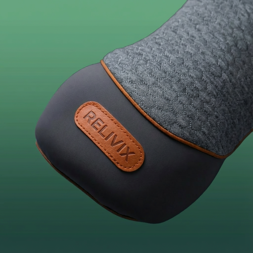 RestoreX Muscle Relief Massager applied to lower back muscles at home