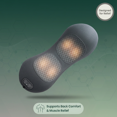 RestoreX Muscle Relief Massager applied to lower back muscles at home